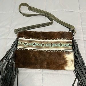 DCD leather and cowhide crossbody